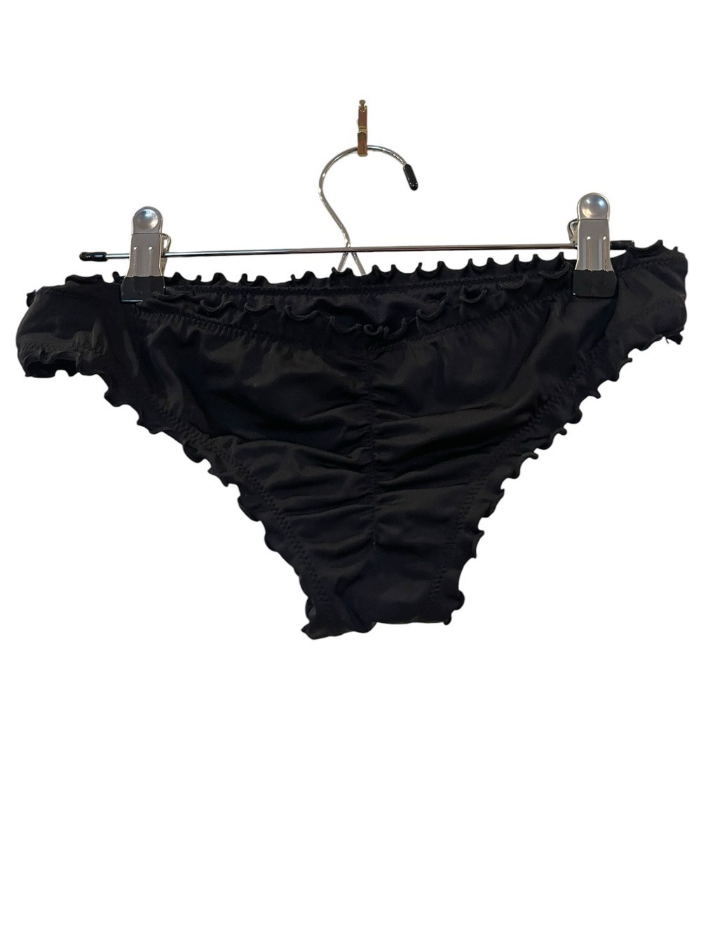 Shade & Shore - Women's Low Rise Ruffle Cheeky Bikini Bottom - Black Small 4-6 - Picture 2 of 4